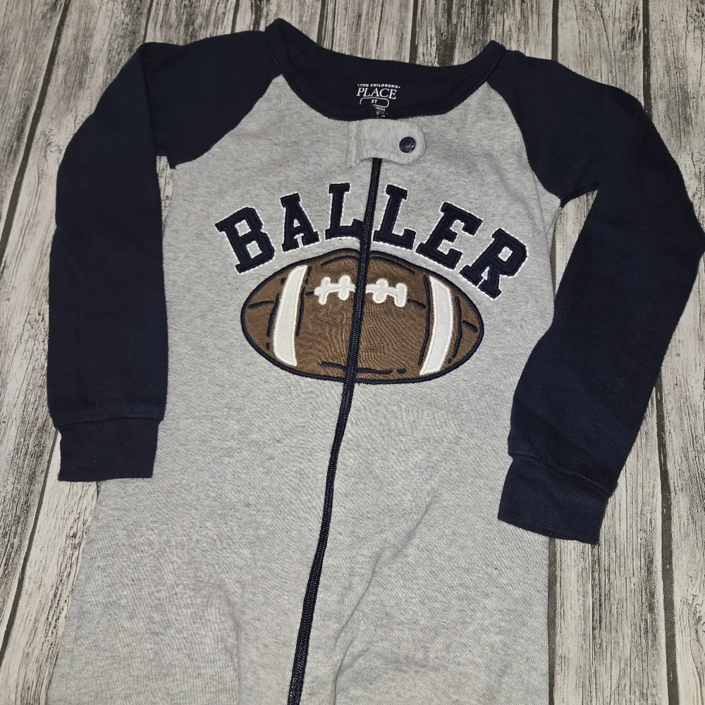 Childrens place football footie pajamas